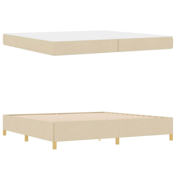 Pat cu arcuri cu saltea Alb și crem 200 x 200 cm țesătură - WALTI WALTI