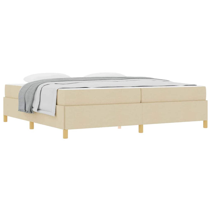 Pat cu arcuri cu saltea Alb și crem 200 x 200 cm țesătură - WALTI WALTI