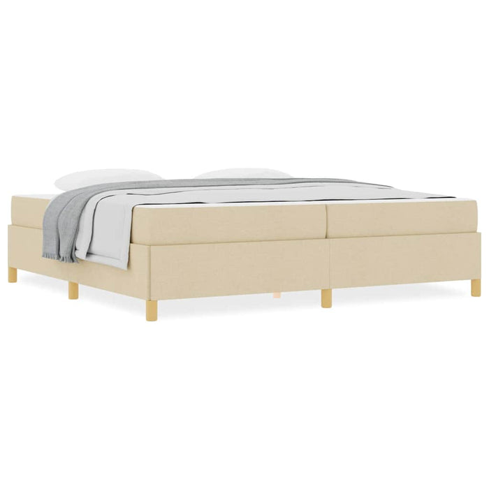 Pat cu arcuri cu saltea Alb și crem 200 x 200 cm țesătură - WALTI WALTI