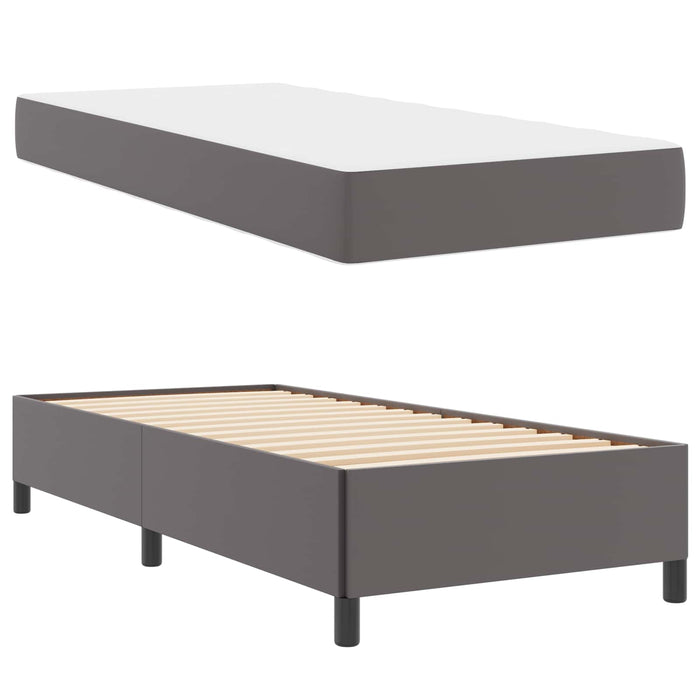 Cadru de pat cu saltea Gri 100 x 200 cm țesătură - WALTI WALTI