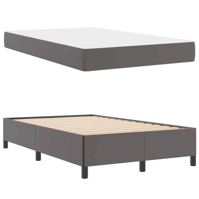Cadru de pat cu saltea Gri 120 x 200 cm țesătură - WALTI WALTI
