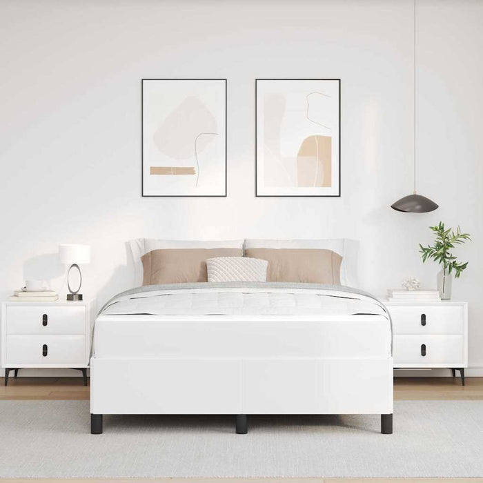 Cadru de pat cu saltea Alb 140 x 200 cm țesătură - WALTI WALTI