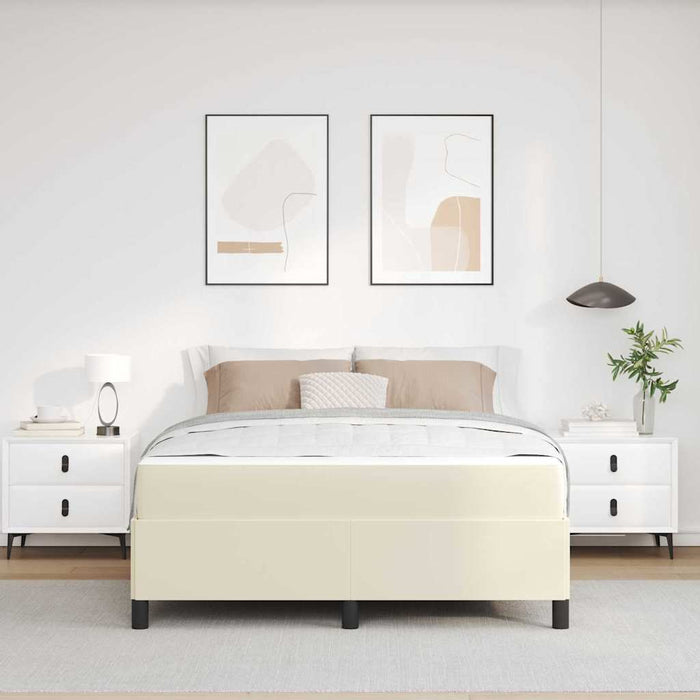 Cadru de pat cu saltea Crem 160 x 200 cm țesătură WALTI