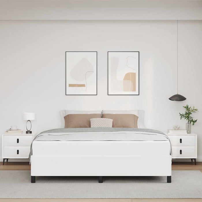 Cadru de pat cu saltea Alb 180 x 200 cm țesătură - WALTI WALTI