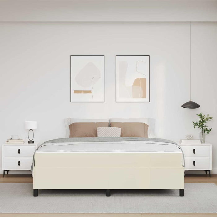 Cadru de pat cu saltea Crem 180 x 200 cm țesătură - WALTI WALTI