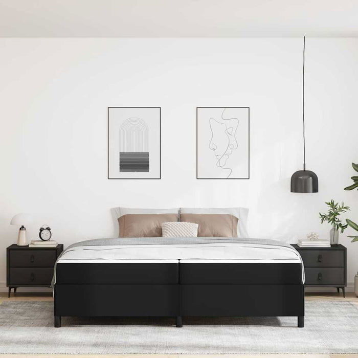 Cadru de pat cu saltea Negru 200 x 200 cm țesătură - WALTI WALTI