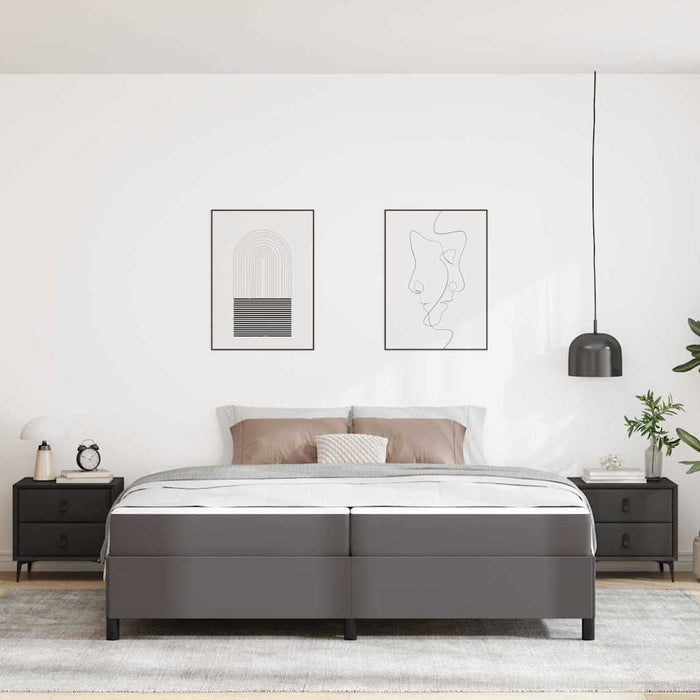 Cadru de pat cu saltea Gri 200 x 200 cm țesătură - WALTI WALTI