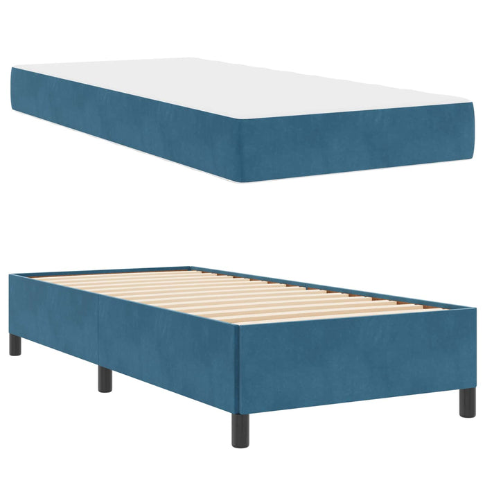 Cadru de pat cu saltea Albastru închis 80 x 200 cm țesătură - WALTI WALTI