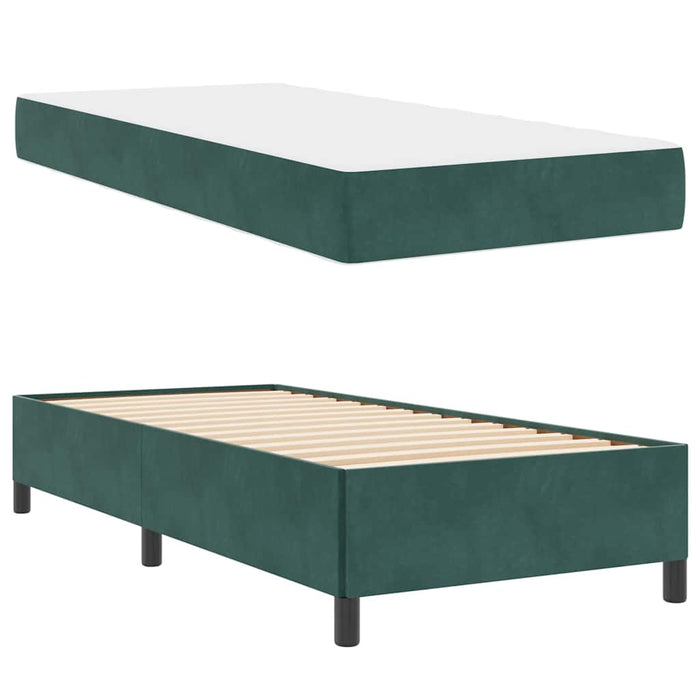 Cadru de pat cu saltea Verde închis 100 x 200 cm țesătură - WALTI WALTI