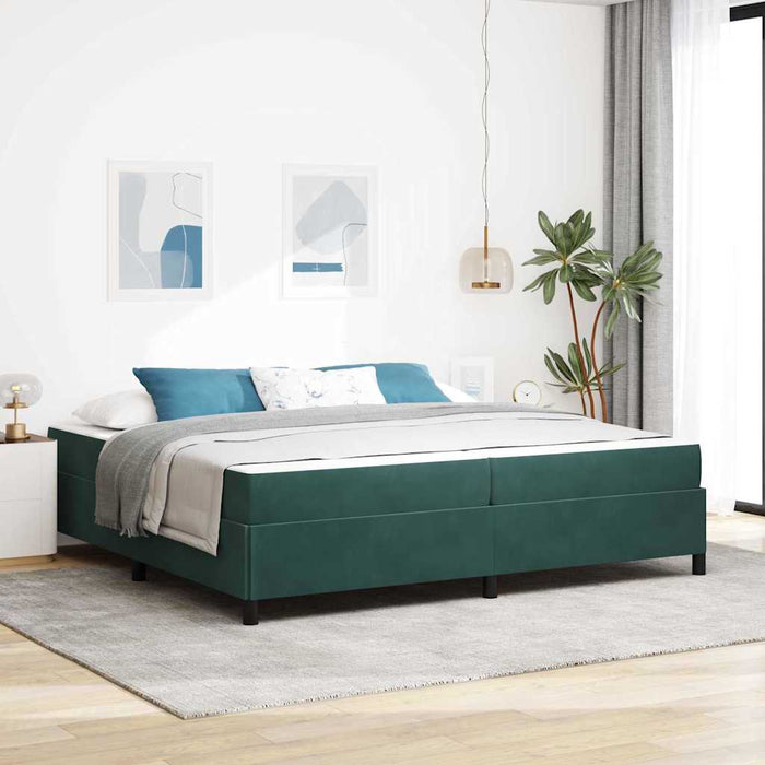 Cadru de pat cu saltea Verde închis 200 x 200 cm țesătură - WALTI WALTI