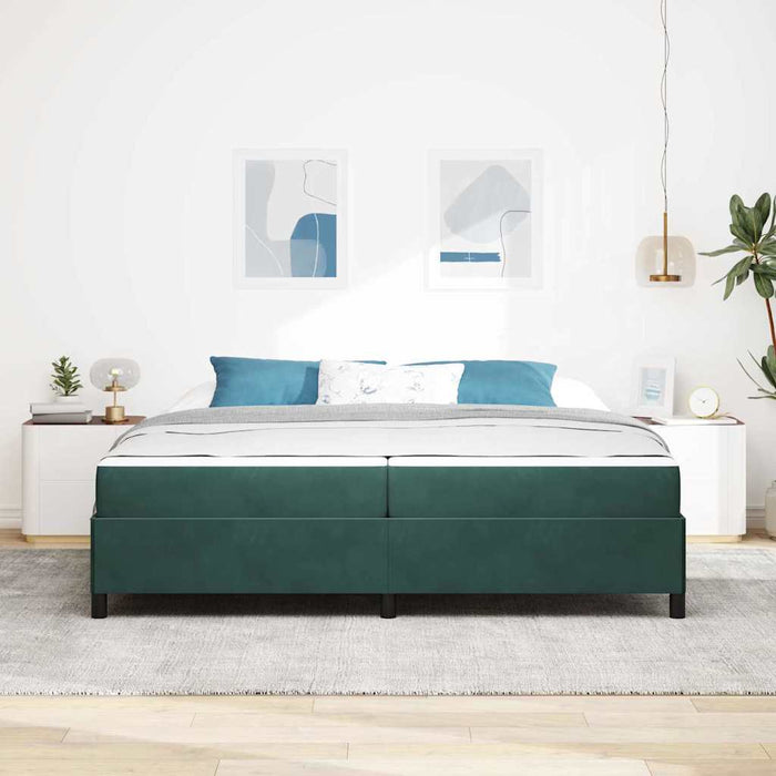 Cadru de pat cu saltea Verde închis 200 x 200 cm țesătură - WALTI WALTI