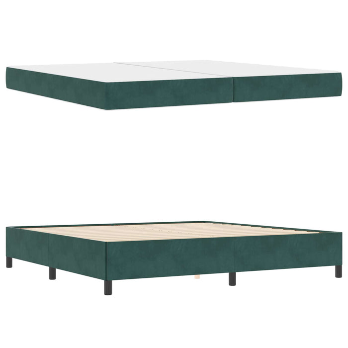 Cadru de pat cu saltea Verde închis 200 x 200 cm țesătură - WALTI WALTI