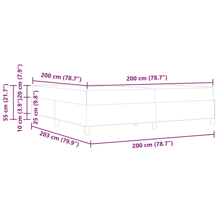 Cadru de pat cu saltea Albastru închis 200 x 200 cm țesătură - WALTI WALTI
