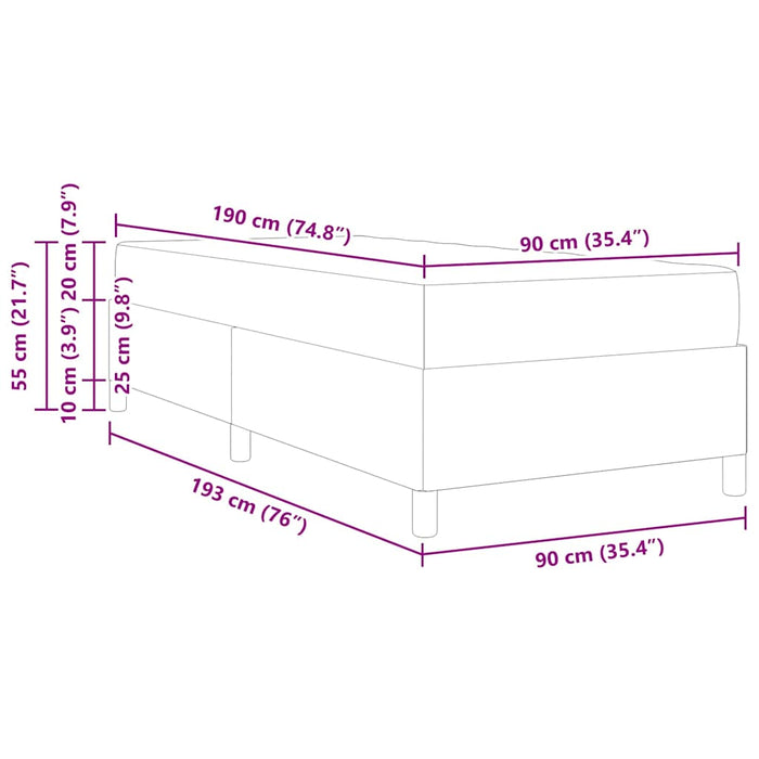 Cadru de pat cu saltea Gri deschis 90 x 190 cm țesătură WALTI