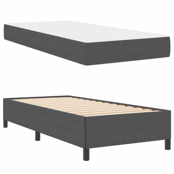 Cadru de pat cu saltea Gri închis 90 x 190 cm țesătură WALTI