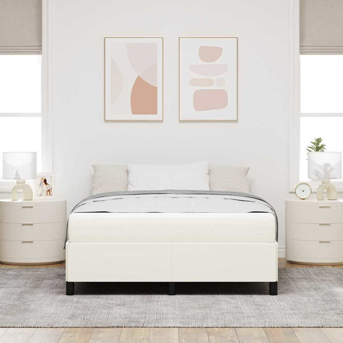 Cadru de pat cu saltea Crem 140 x 200 cm țesătură - WALTI WALTI