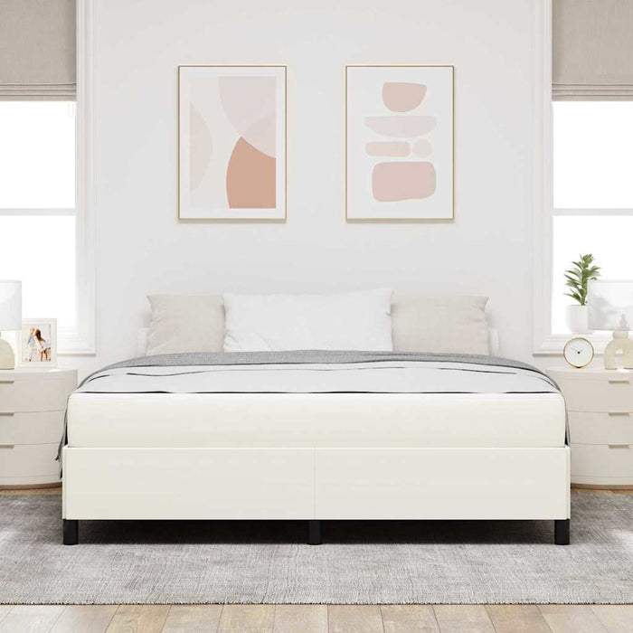 Cadru de pat cu saltea Crem 180 x 200 cm țesătură - WALTI WALTI