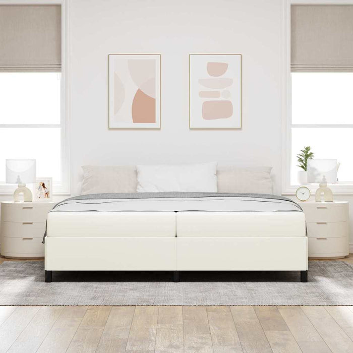 Cadru de pat cu saltea Crem 200 x 200 cm țesătură - WALTI WALTI