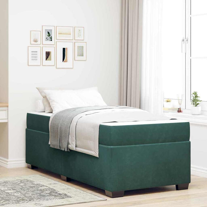 Cadru de pat cu saltea Verde închis 100 x 200 cm Catifea - WALTI WALTI