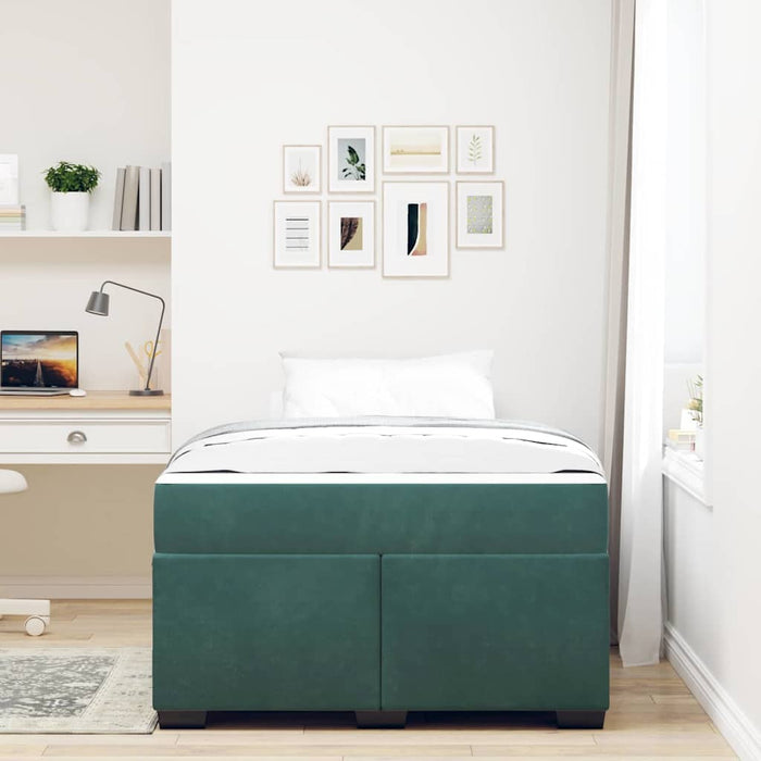 Cadru de pat cu saltea Verde închis 120 x 190 cm Catifea - WALTI WALTI