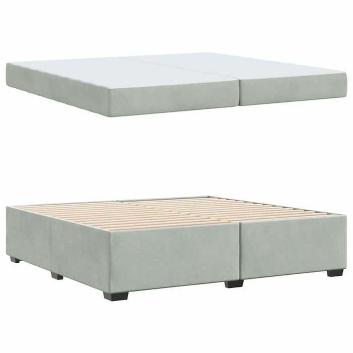 Cadru de pat cu saltea Gri deschis 200 x 200 cm Catifea - WALTI WALTI