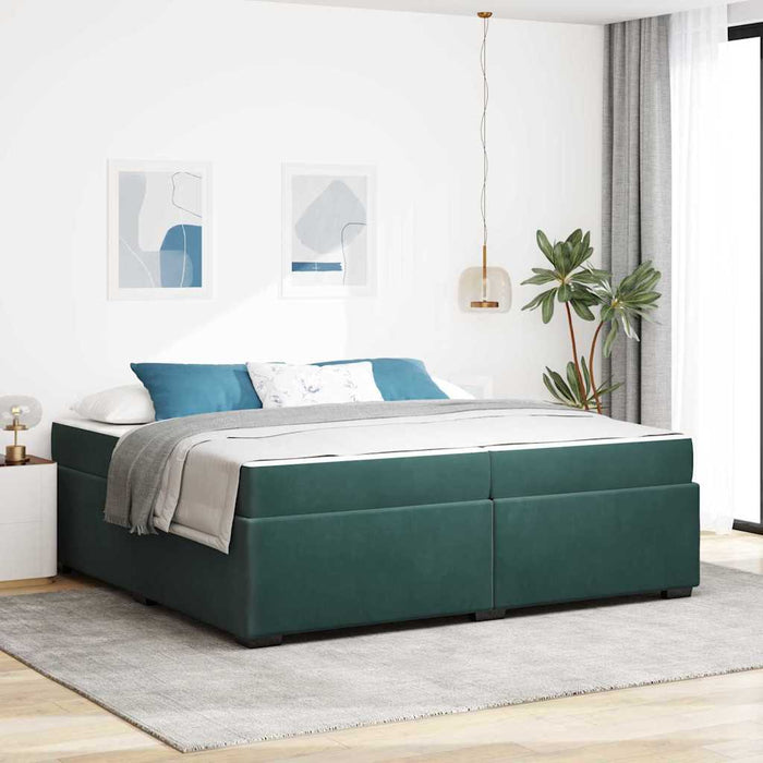 Cadru de pat cu saltea Verde închis 200 x 200 cm Catifea - WALTI WALTI