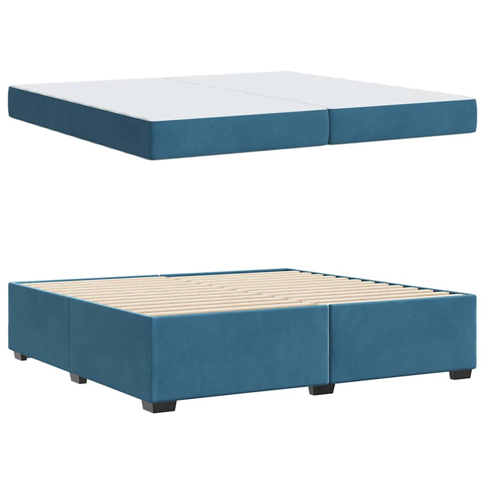 Cadru de pat cu saltea Albastru închis 200 x 200 cm țesătură - WALTI WALTI