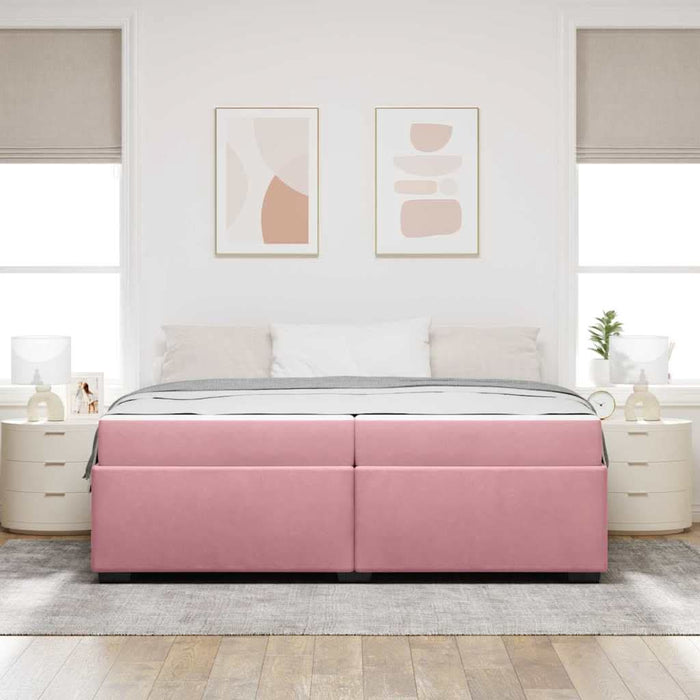 Cadru de pat cu saltea Roz 200 x 200 cm Catifea - WALTI WALTI