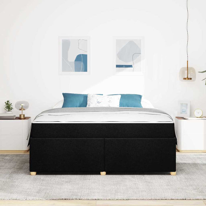 Cadru de pat cu saltea Negru 180 x 200 cm țesătură WALTI