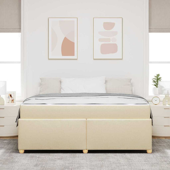 Cadru de pat cu saltea Crem 180 x 200 cm țesătură WALTI
