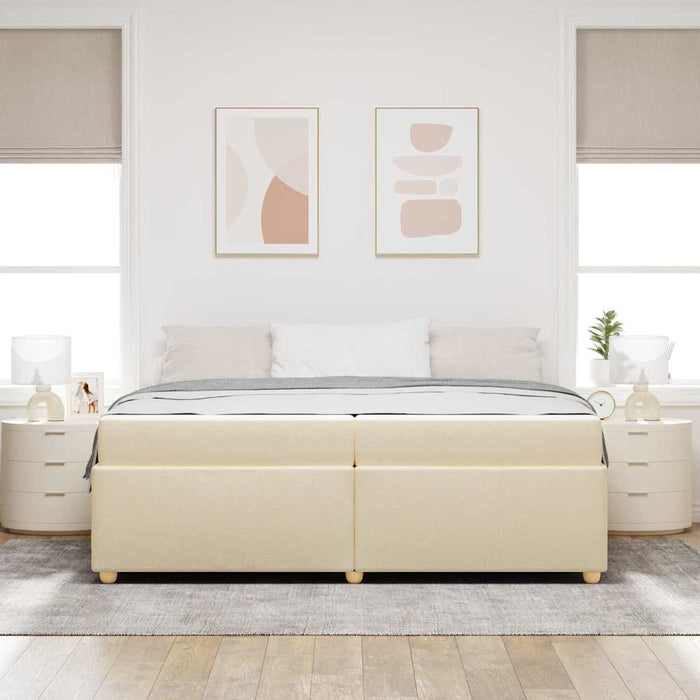 Cadru de pat cu saltea Crem 200 x 200 cm țesătură - WALTI WALTI