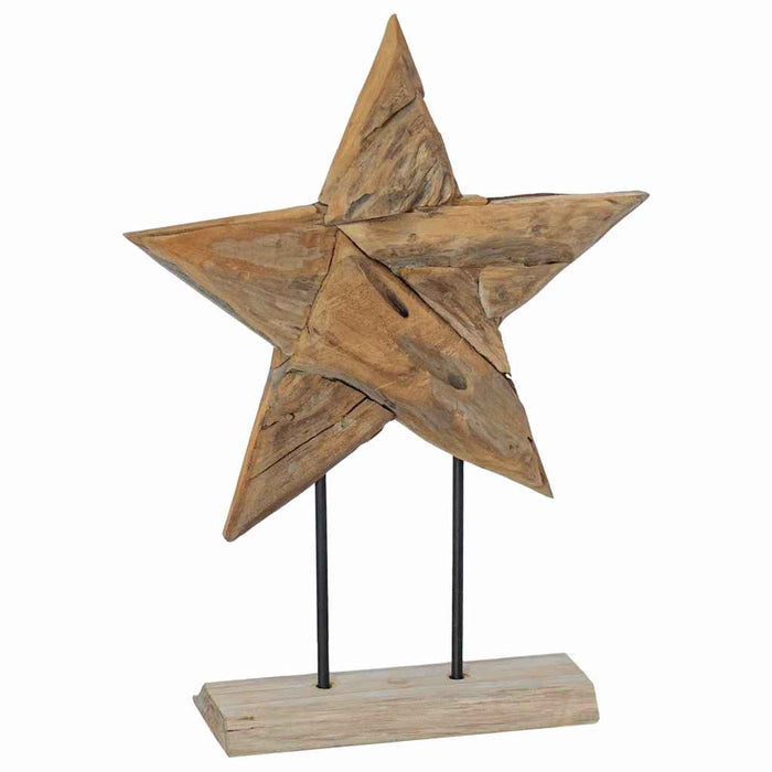 Steaua de Crăciun Maro 43,5 x 13,5 x 59 cm Lemn solid de tec - WALTI WALTI