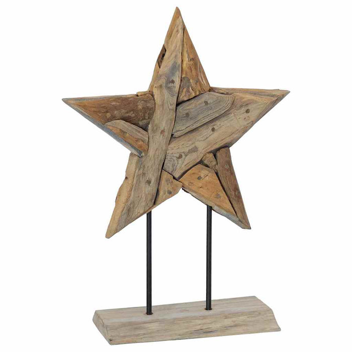 Steaua de Crăciun Maro 43,5 x 13,5 x 59 cm Lemn solid de tec - WALTI WALTI