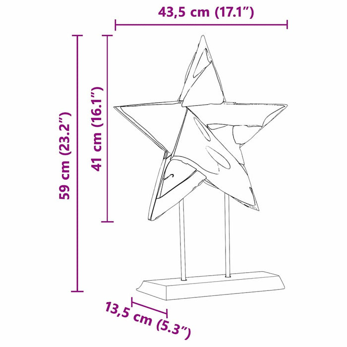 Steaua de Crăciun Maro 43,5 x 13,5 x 59 cm Lemn solid de tec - WALTI WALTI