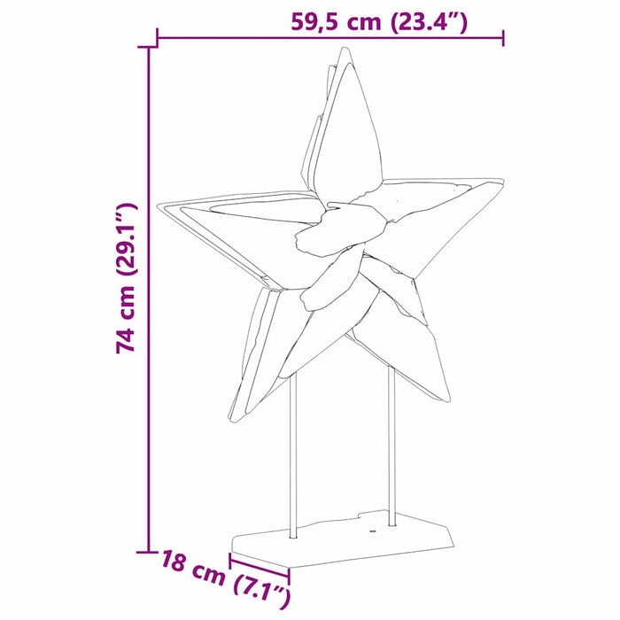 Steaua de Crăciun Maro 59,5 x 18 x 74 cm Lemn solid de tec - WALTI WALTI