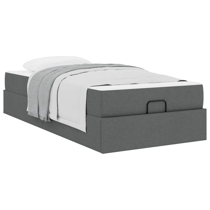 Cadru de pat cu saltea Gri închis 90 x 200 cm țesătură - WALTI WALTI