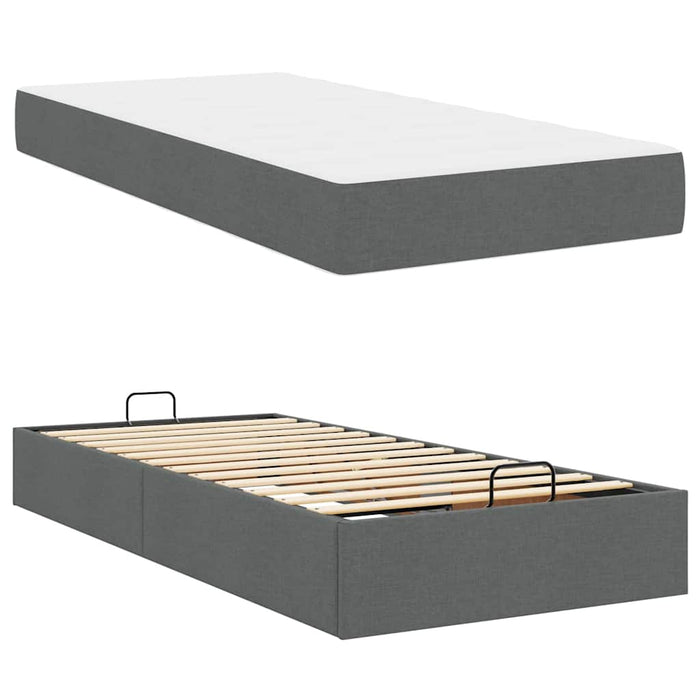 Cadru de pat cu saltea Gri închis 100 x 200 cm țesătură - WALTI WALTI