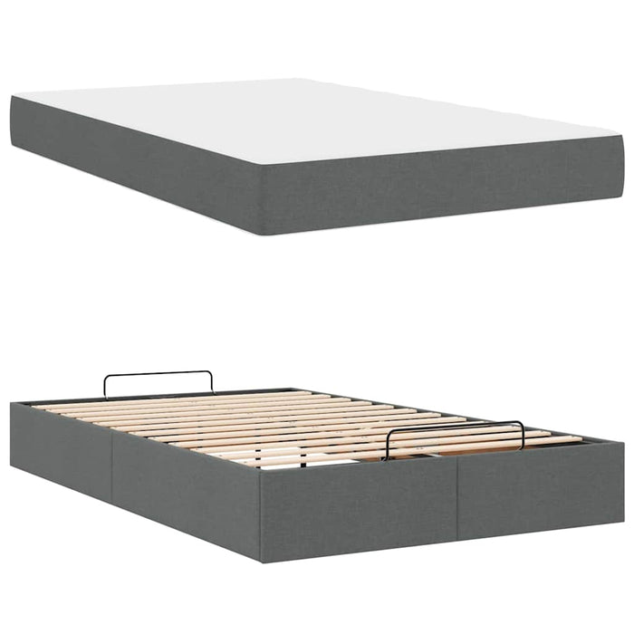 Cadru de pat cu saltea Gri închis 120 x 200 cm țesătură - WALTI WALTI