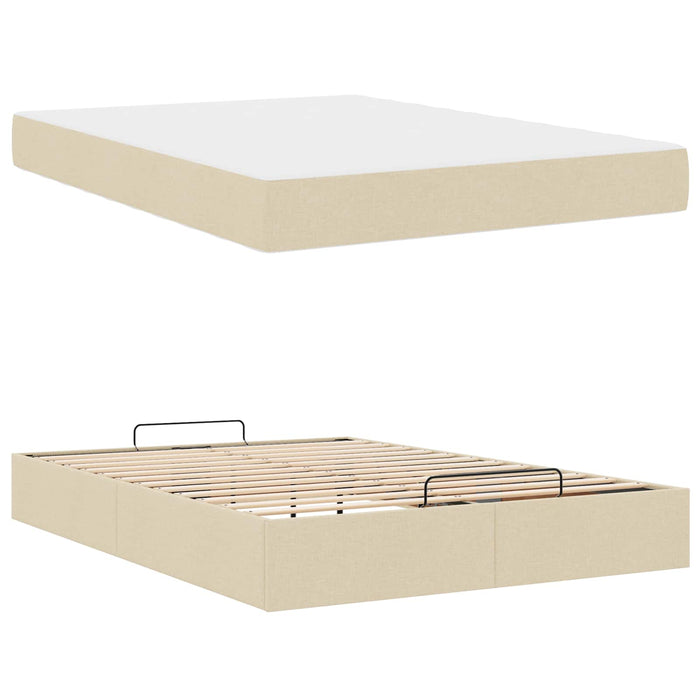 Cadru de pat cu saltea cu saltea 2 pcs Crem țesătură - WALTI WALTI