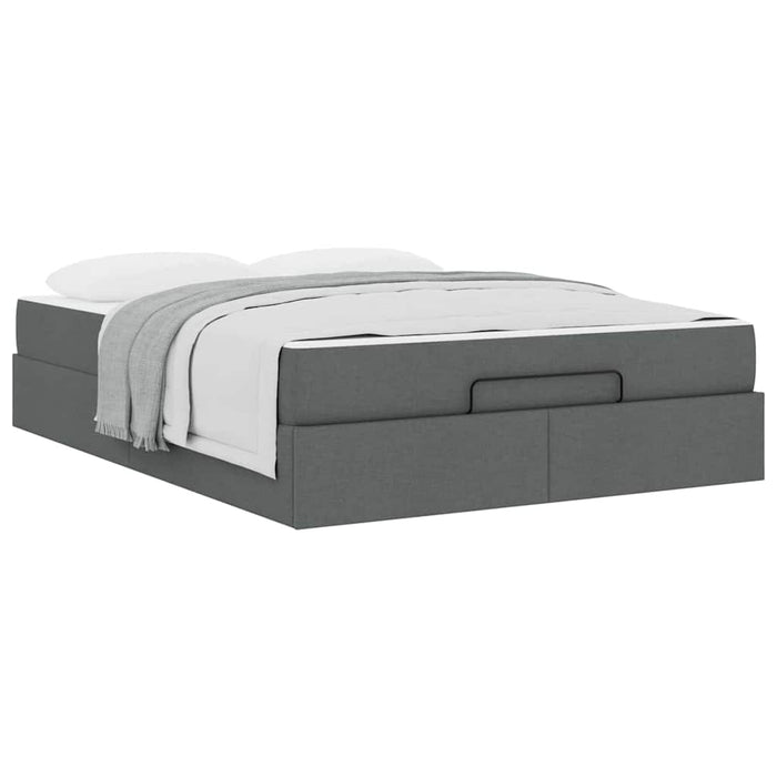 Cadru de pat cu depozitare Gri închis 160 x 200 cm țesătură - WALTI WALTI