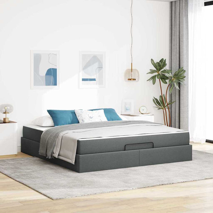 Cadru de pat cu depozitare Gri închis 180 x 200 cm țesătură - WALTI WALTI