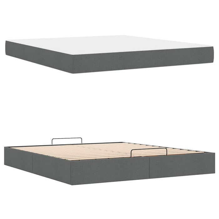 Cadru de pat cu depozitare Gri închis 180 x 200 cm țesătură - WALTI WALTI