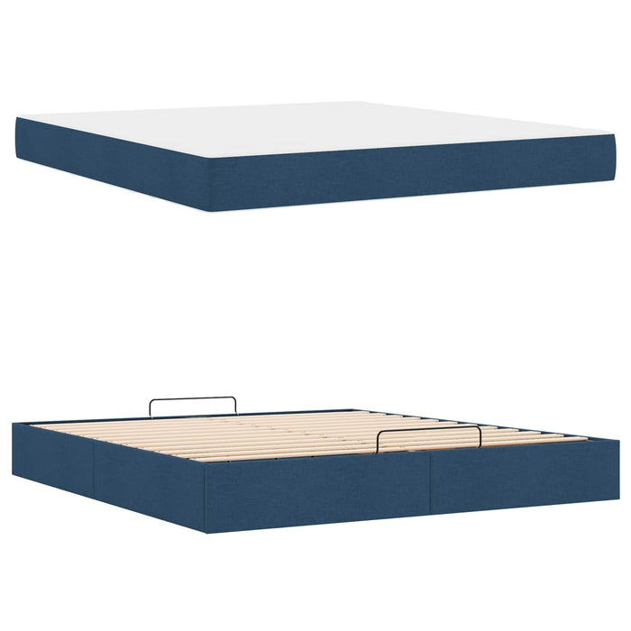 Cadru de pat cu saltea cu saltea 2 pcs albastru țesătură - WALTI WALTI