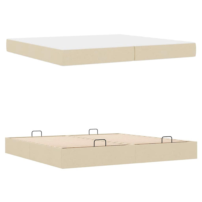 Cadru de pat cu depozitare Crem 200 x 200 cm țesătură - WALTI WALTI