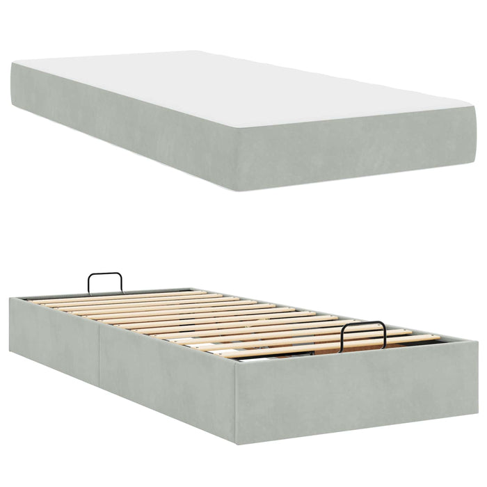 Cadru de pat cu saltea 2 pcs Gri deschis Catifea - WALTI WALTI