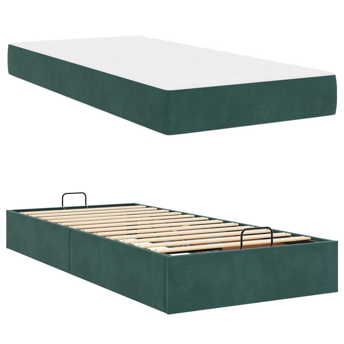 Cadru de pat cu saltea 2 pcs Verde Catifea - WALTI WALTI