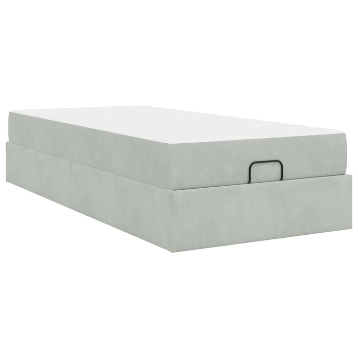 Cadru de pat cu saltea 2 pcs Gri deschis Catifea - WALTI WALTI