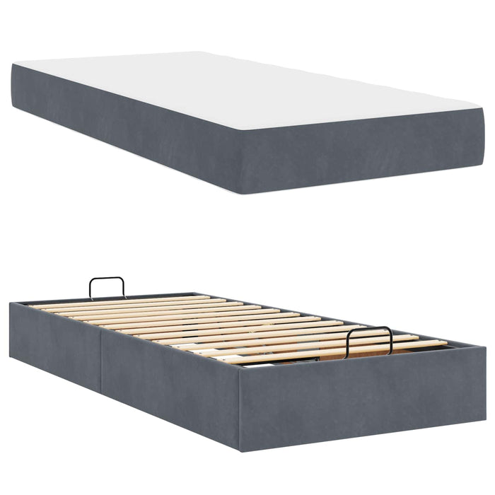 Cadru de pat cu saltea 2 pcs Gri Scurt Catifea - WALTI WALTI