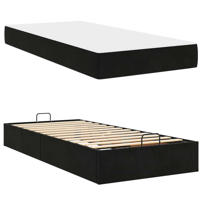 Cadru de pat cu saltea 2 pcs Negru Catifea - WALTI WALTI