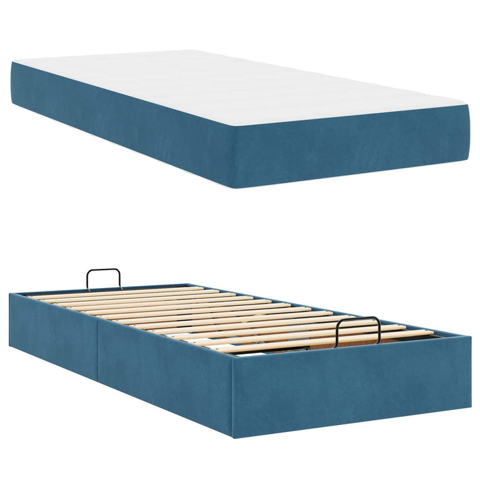 Cadru de pat cu saltea 2 pcs albastru Catifea - WALTI WALTI